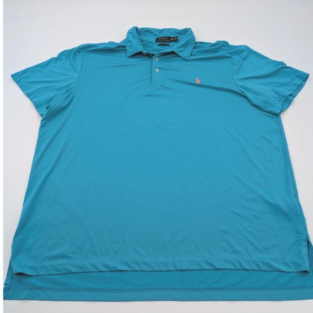 Polo Ralph Lauren Polo Shirt Mens XXL Blue Teal Performance Golf Stretch Preppy